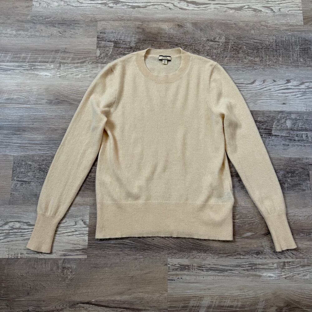 J.Crew 100% Cashmere Cream Sweater Crewneck Soft Luxury Minimalist Capsule Small